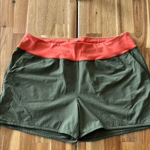 Cotopaxi Athletic Shorts Green and Pink with Elastic Waistband